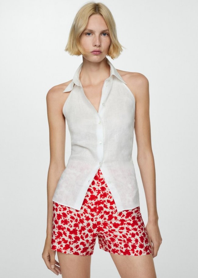 Mango Shorts rectos estampado floral - Rojo
