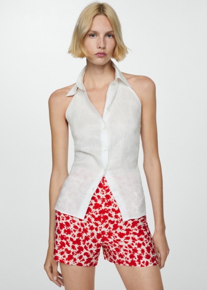 Mango Shorts rectos estampado floral - Rojo