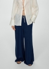 Mango Pantalón lyocell cintura elástica - Azul oscuro