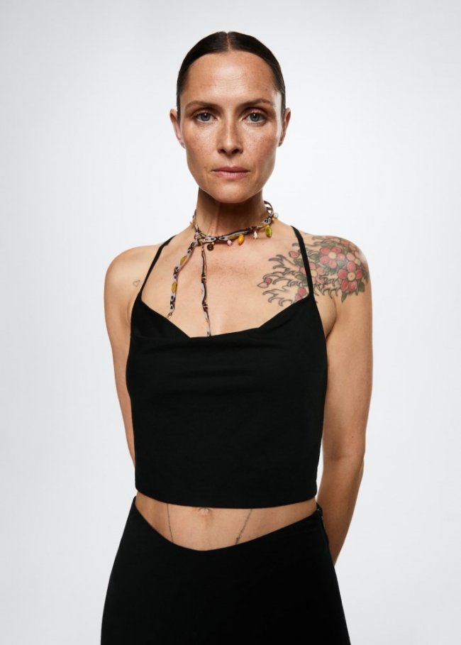 Mango Top espalda cruzada - Negro