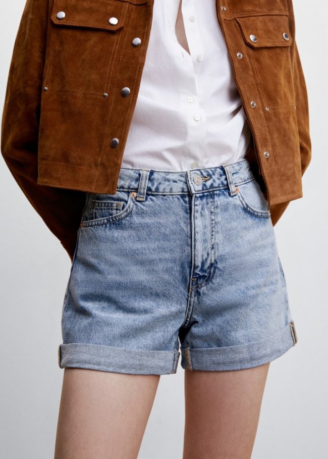 Mango Shorts vaqueros mom-fit - Azul medio