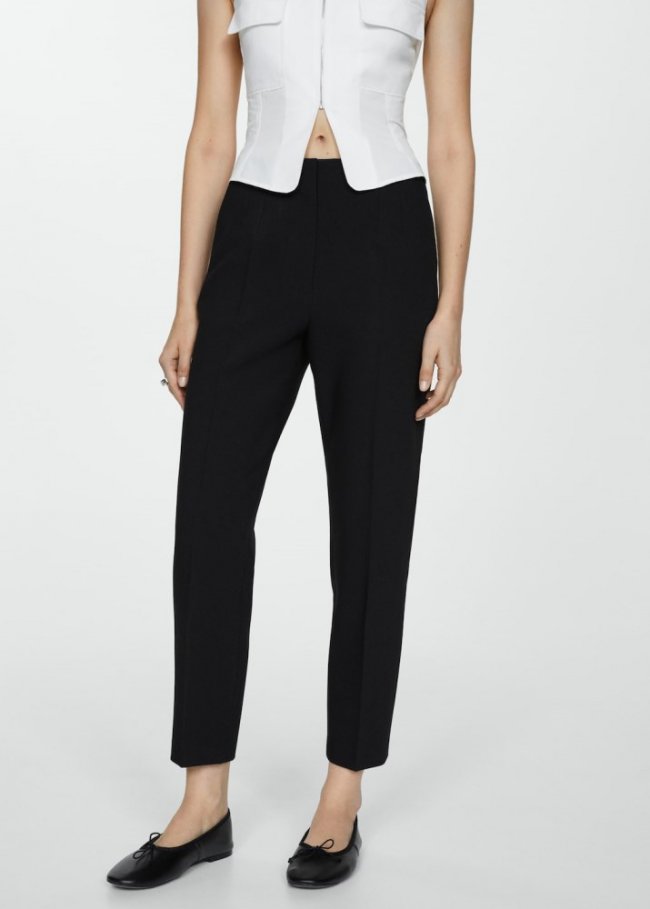 Mango Pantalón detalle pinzas - Negro