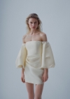 Mango Vestido raso mangas volumen - Blanco