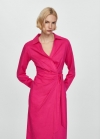 Mango Vestido camisero lino lazo - Fucsia