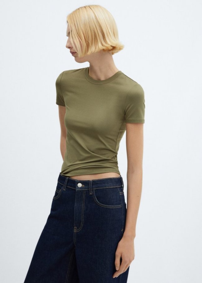 Mango Camiseta manga corta - Khaki