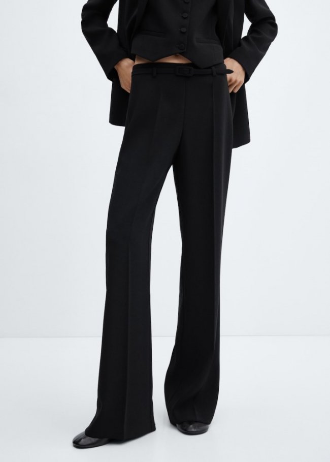 Mango Pantalón traje wideleg - Negro