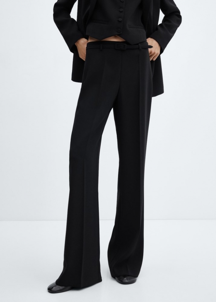 Mango Pantalón traje wideleg - Negro