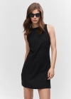 Mango Vestido lino abertura espalda - Negro