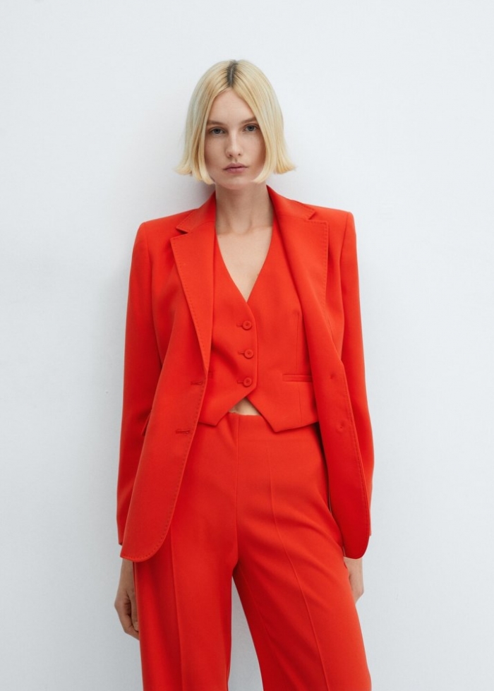 Mango Pantalón traje wideleg - Rojo coral