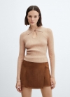 Mango Jersey cuello polo abertura - Marrón medio