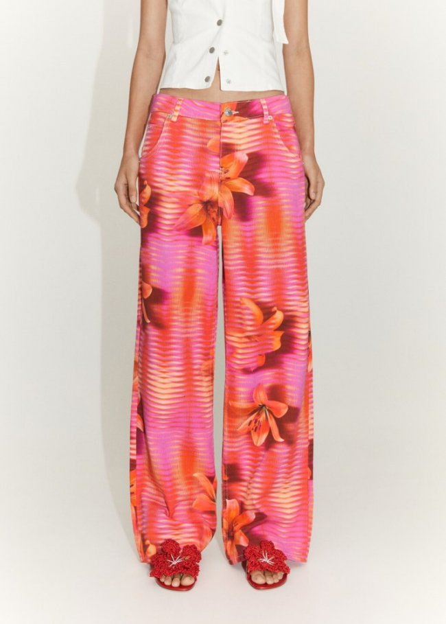 Mango Jeans wideleg estampado - Rosa