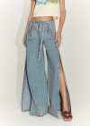 Mango Jeans wideleg costuras botones a presión - Azul