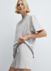 Mango Pijama corto dos piezas algodón - Gris claro vigoré