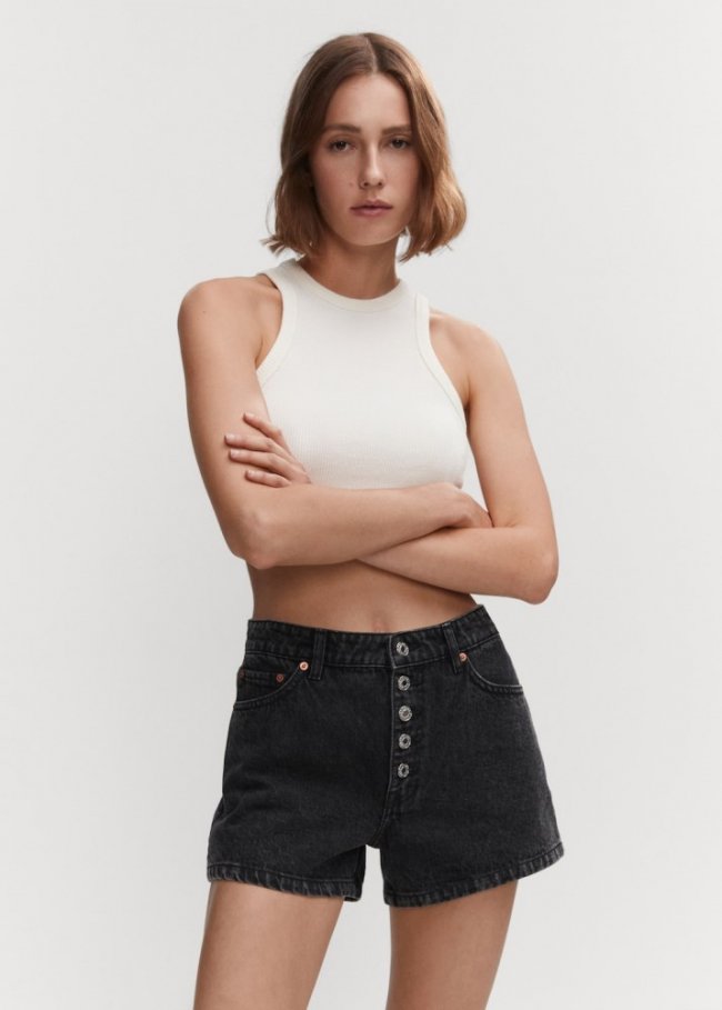 Mango Shorts vaqueros botones - Gris oscuro
