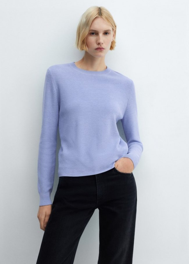 Mango Jersey punto cuello redondo - Azul celeste