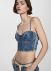 Mango Top crop denim - Azul medio