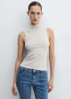 Mango Top canalé cuello alto - Plata