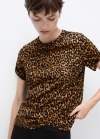 Mango Camiseta algodón animal print - Marrón