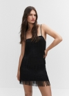 Mango Vestido flecos - Negro