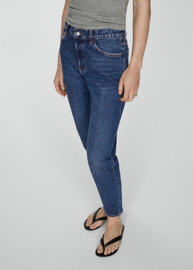 Mango Jeans Newmom confort tiro alto - Azul oscuro