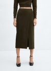Mango Falda cruzada punto - Khaki