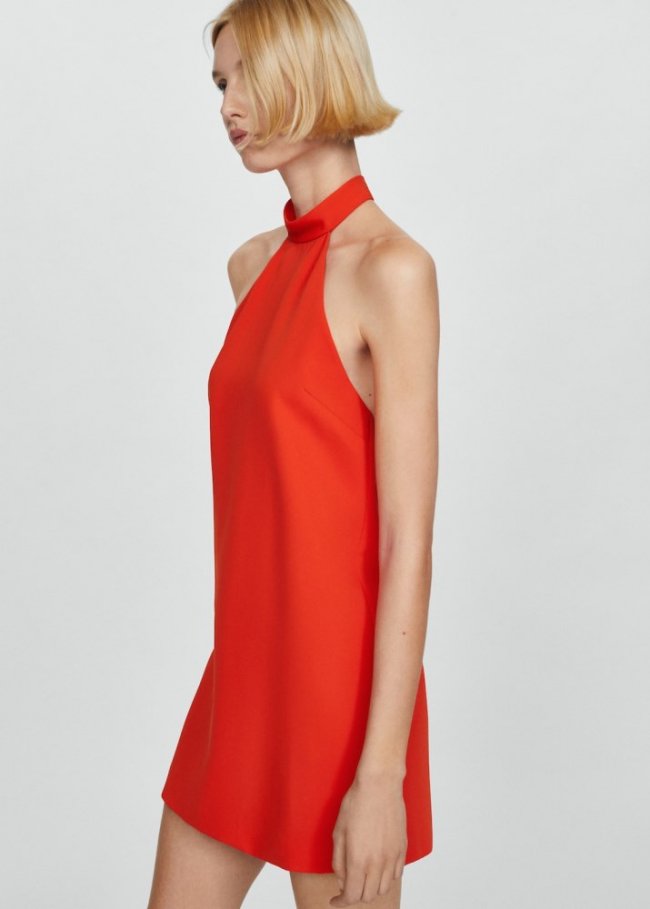 Mango Vestido halter espalda abierta - Rojo