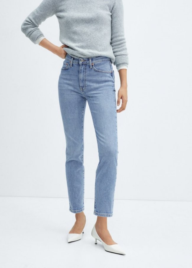 Mango Jeans Claudia slim crop - Azul medio