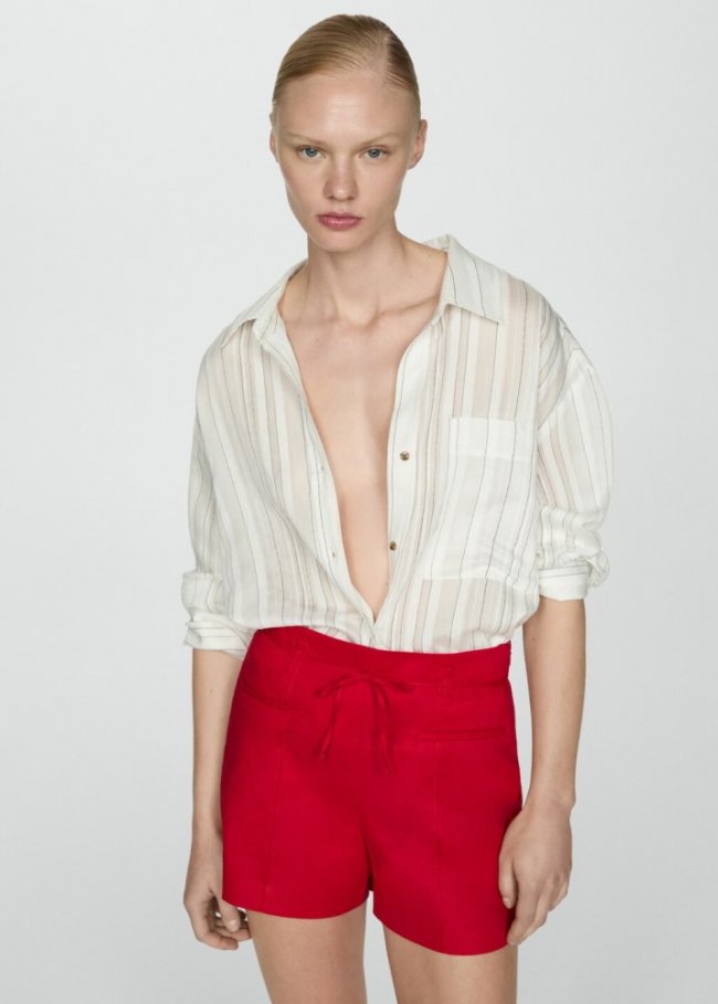 Mango Shorts lino lazo - Rojo