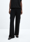 Mango Pantalón punto bolsillos cargo - Negro
