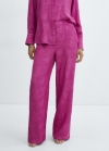 Mango Pantalón bordado fluido - Fucsia