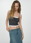 Mango Top combinado tirantes finos - Gris
