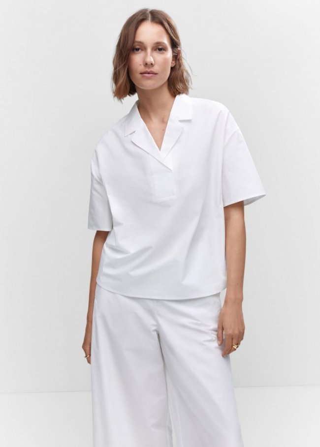 Mango Pantalón culotte algodón - Blanco roto