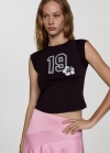 Mango Camiseta crop estampada - Negro