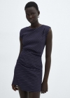Mango Vestido corto raya diplomática - Azul marino oscuro