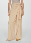 Mango Pantalón lyocell detalle nudo - Beige