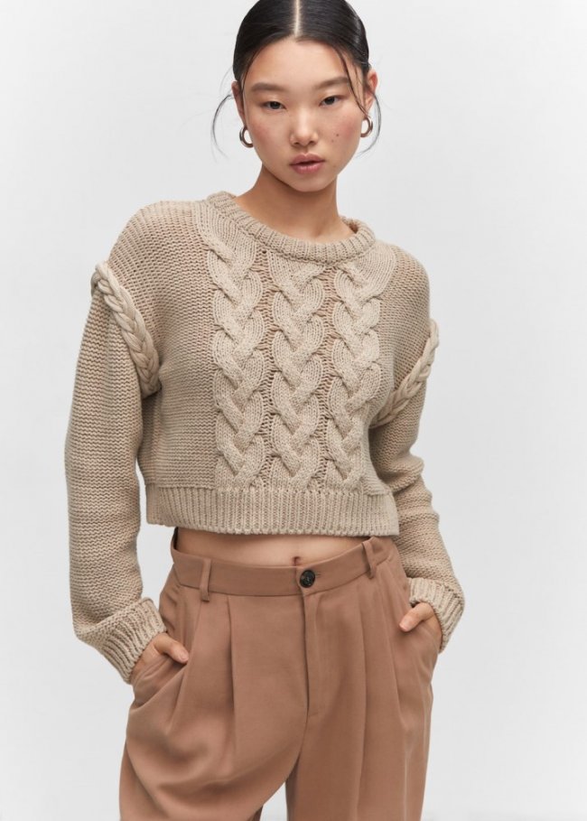 Mango Jersey punto trenzado - Beige