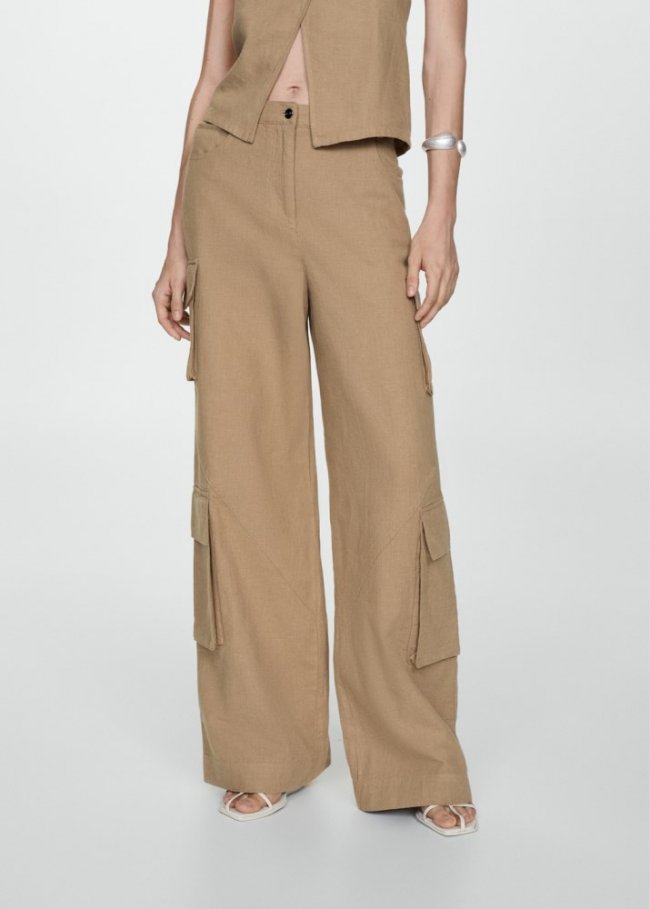 Mango Pantalón cargo algodón - Marrón
