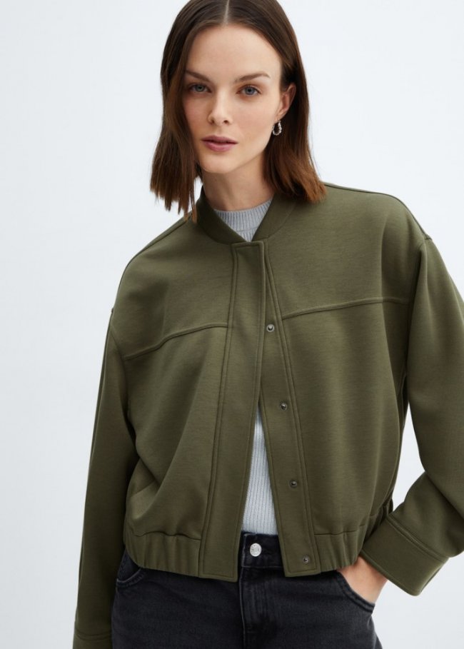 Mango Chaqueta bomber costuras decorativas - Khaki