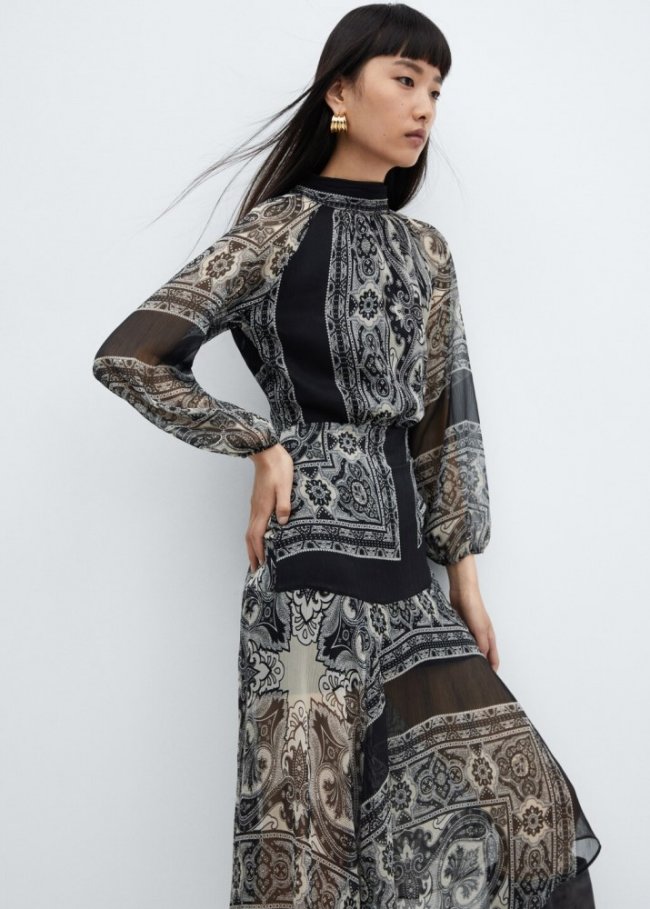Mango Vestido bajo asimétrico - Negro