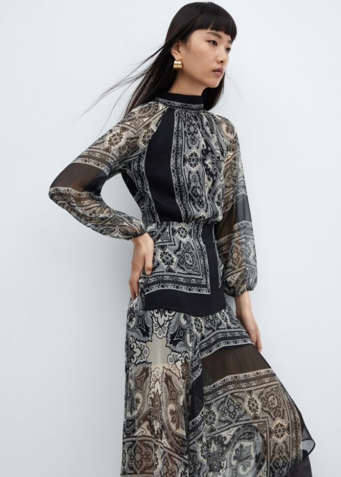 Mango Vestido bajo asimétrico - Negro