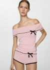 Mango Top hombros descubiertos - Rosa pastel