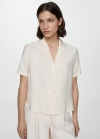 Mango Camisa satinada manga corta - Crudo