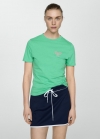 Mango Camiseta 100% algodón mensaje estampado - Verde