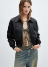 Mango Cazadora efecto piel vintage - Negro