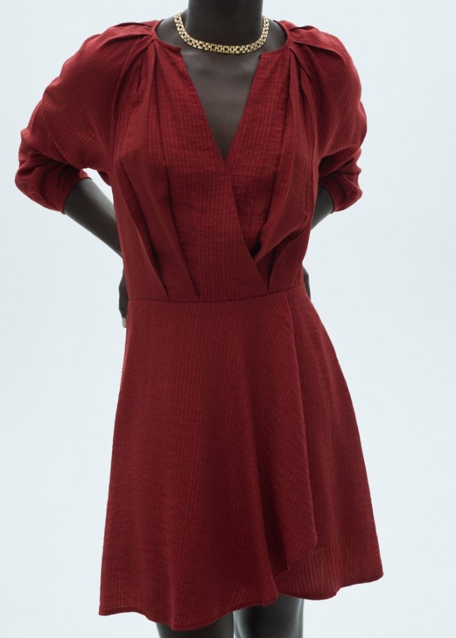 Mango Vestido corto textura - Granate