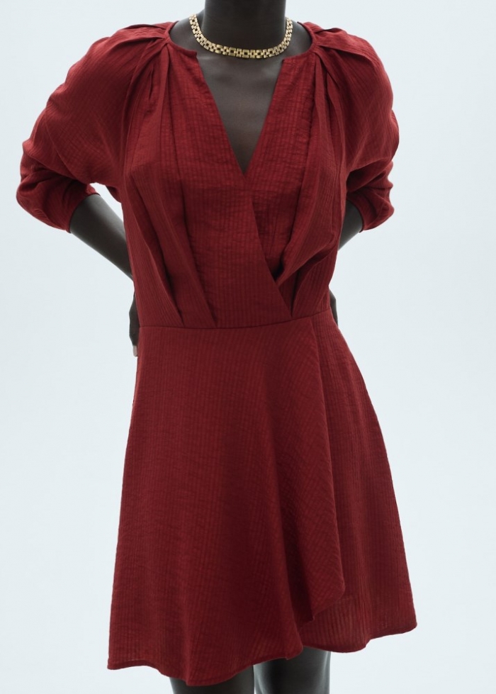 Mango Vestido corto textura - Granate