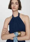 Mango Mono lyocell halter - Azul oscuro