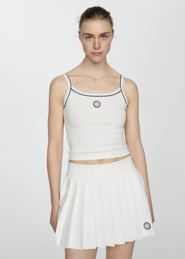 Mango Top tirantes canalé - Blanco