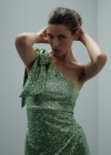 Mango Vestido asimétrico lentejuelas lazo - Verde