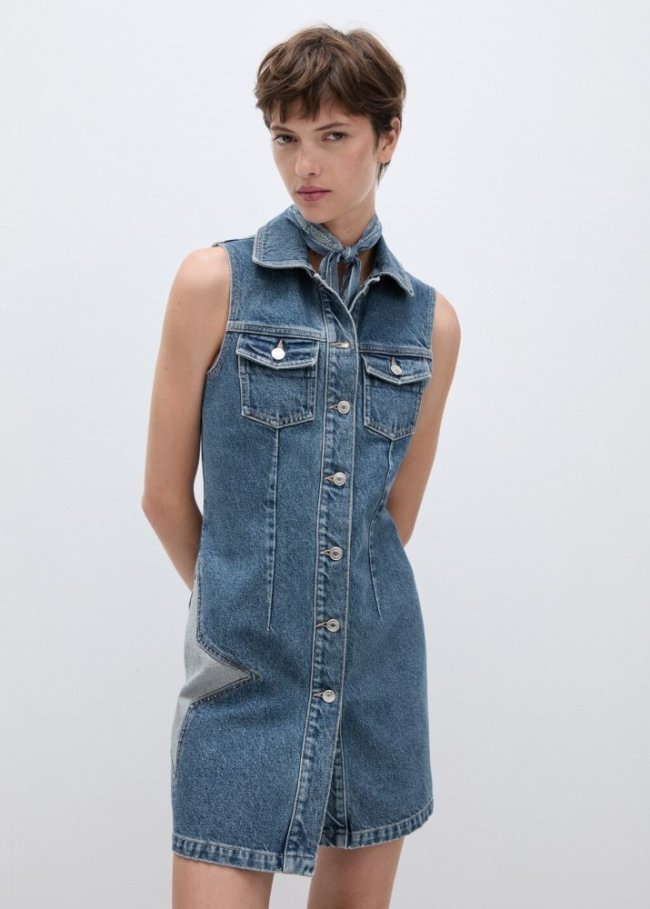 Mango Vestido vaquero estrella - Azul medio